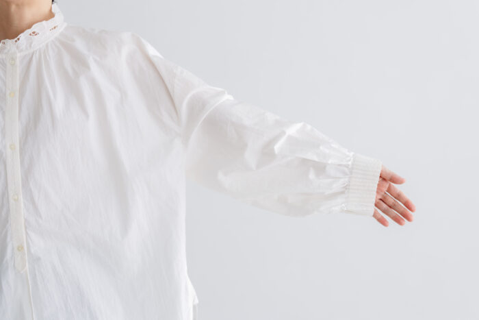 予約 RS24 STAND COLLAR EMBROIDERY BLOUSE  off white 10月中〜10月末 4