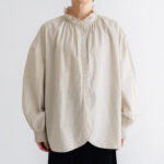 予約 RS24 STAND COLLAR EMBROIDERY BLOUSE light gray  10月中〜10月末