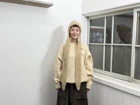 No.8521 YAK KNIT MUFFLER HAT milk tea 11-1月 1