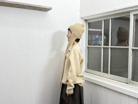 No.8521 YAK KNIT MUFFLER HAT milk tea 11-1月 2