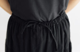 LINEN COTTON TIERED SKIRT  black 4
