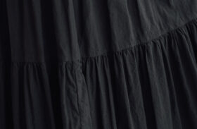 LINEN COTTON TIERED SKIRT  black 5