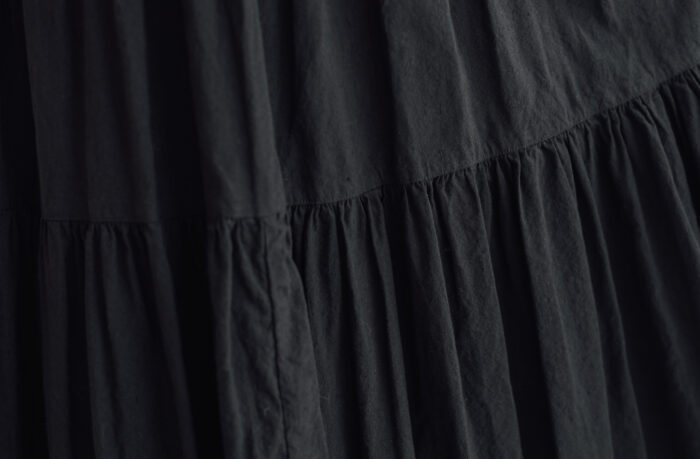 LINEN COTTON TIERED SKIRT  black 5