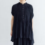 予約 RS067 Slab Cotton Smocked Blouse black 6月初〜6月中