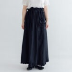予約 G1267 CURIOUS SCALLOPED GATHER SKIRT mat black  3月初〜3月中