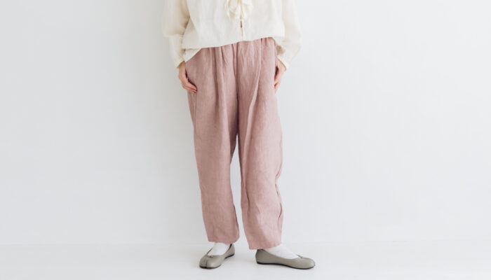 予約 LA551 ANTIQUE LINEN TRAVAILLE PANTS dusty pink 3月末〜4月初 1