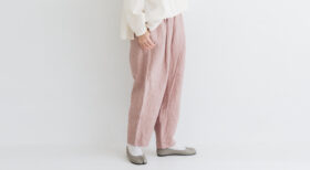 予約 LA551 ANTIQUE LINEN TRAVAILLE PANTS dusty pink 3月末〜4月初 2