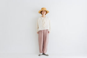 予約 LA551 ANTIQUE LINEN TRAVAILLE PANTS dusty pink 3月末〜4月初 5