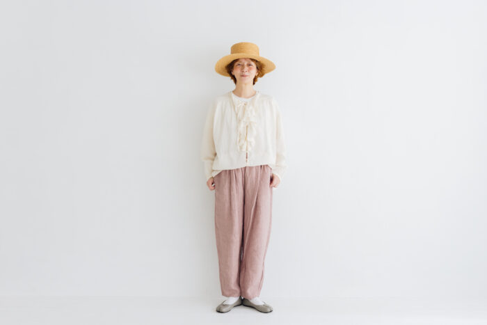 予約 LA551 ANTIQUE LINEN TRAVAILLE PANTS dusty pink 3月末〜4月初 5