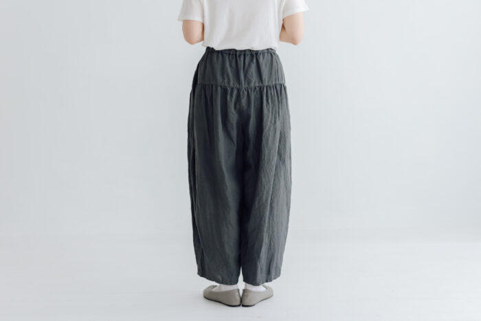 予約 G1274 LINEN KRIMT PANTS charcoal 3月末〜4月初 3