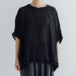 予約 RS068 Linen Square Blouse black 6月末〜7月初