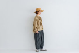 予約 G1274 LINEN KRIMT PANTS charcoal 3月末〜4月初 6