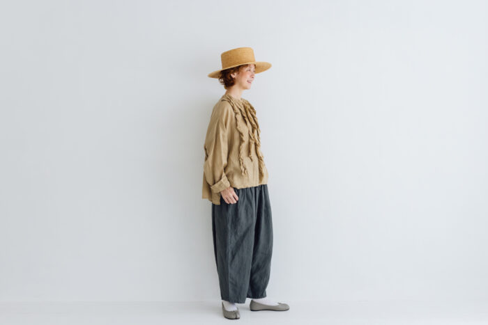 予約 G1274 LINEN KRIMT PANTS charcoal 3月末〜4月初 6